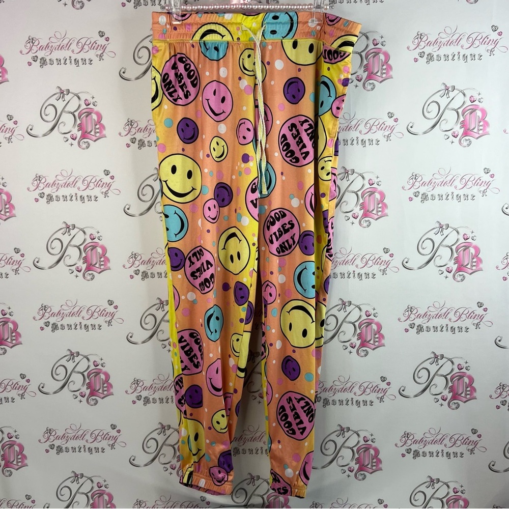 Briefly stated leggings tights good vibes only bright smile Smiley Face Joggers